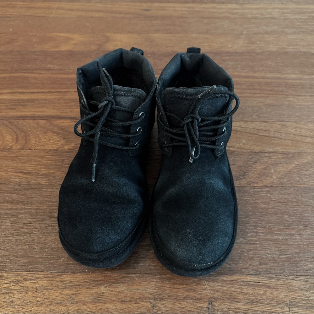 Koolaburra by UGG Boys Suede Lace-Up Mid Calf Black Boots Outdoor Shoes Size 4